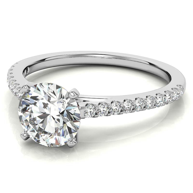 Round Brilliant Moissanite Petite Cathedral Engagement Ring (0.20ct)