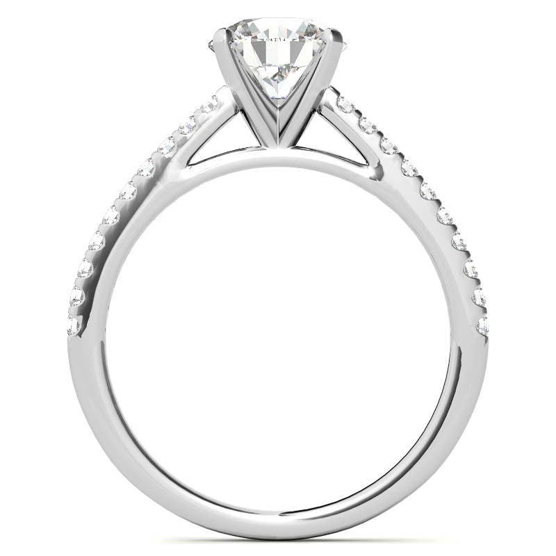 Round Brilliant Moissanite Petite Cathedral Engagement Ring (0.20ct)