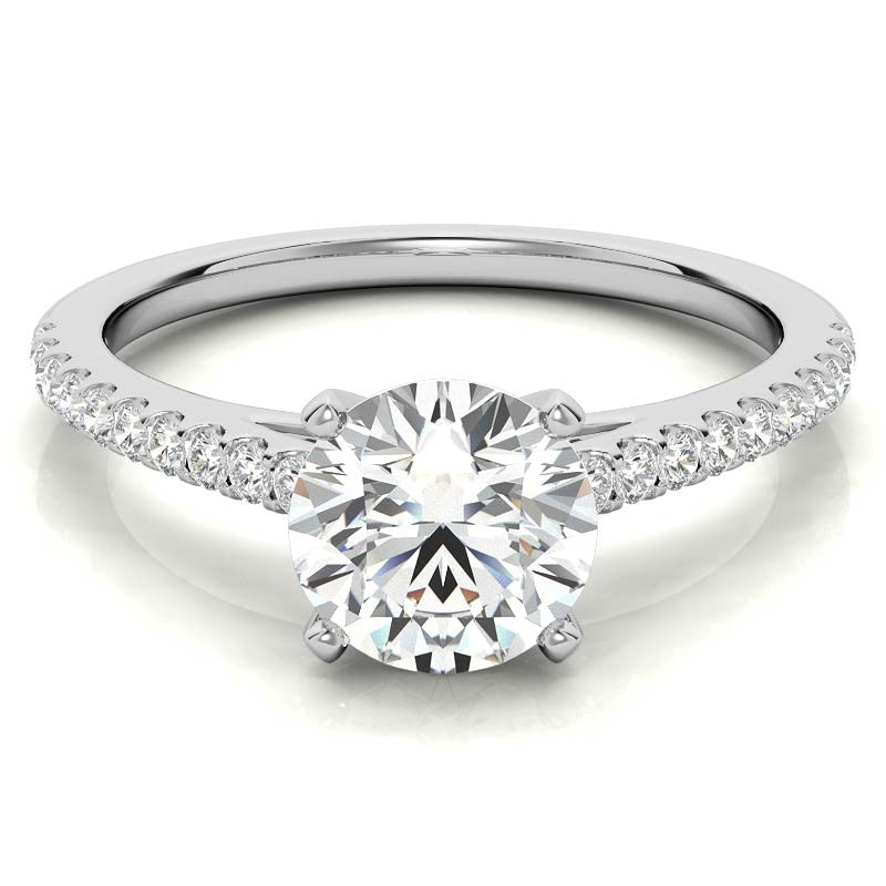 Round Brilliant Moissanite Petite Cathedral Engagement Ring (0.20ct)
