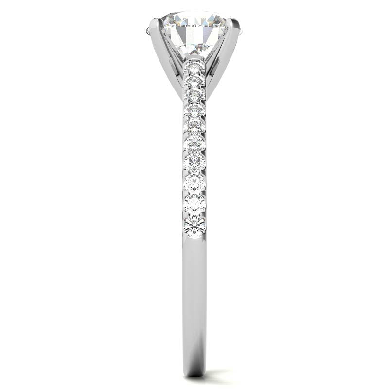 Round Brilliant Moissanite Petite Cathedral Engagement Ring (0.20ct)