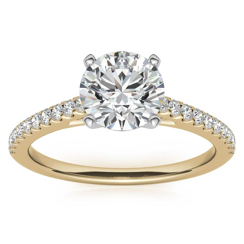 Round Brilliant Moissanite Petite Cathedral Engagement Ring (0.20ct)