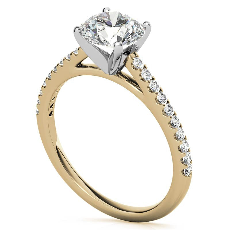 Round Brilliant Moissanite Petite Cathedral Engagement Ring (0.20ct)