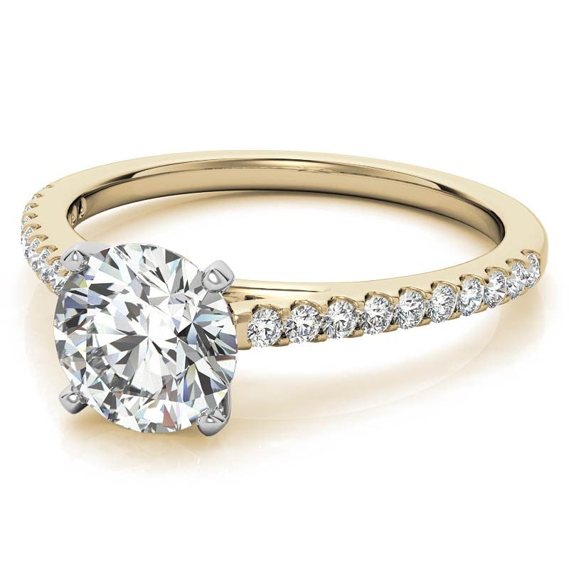 Round Brilliant Moissanite Petite Cathedral Engagement Ring (0.20ct)