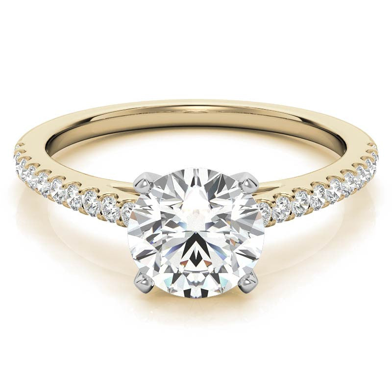 Round Brilliant Moissanite Petite Cathedral Engagement Ring (0.20ct)