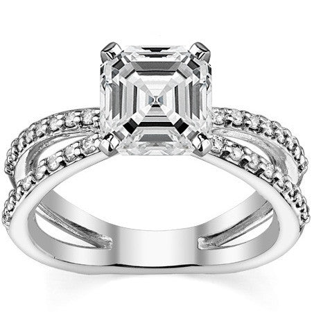 Round Brilliant Moissanite Split Shank Engagement Ring Setting, 0.36ct