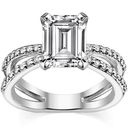 Round Brilliant Moissanite Split Shank Engagement Ring Setting, 0.36ct