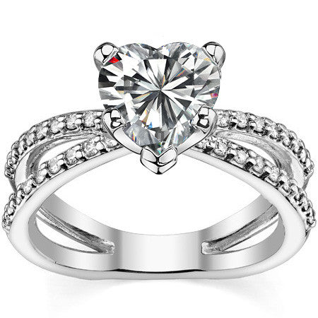 Round Brilliant Moissanite Split Shank Engagement Ring Setting, 0.36ct