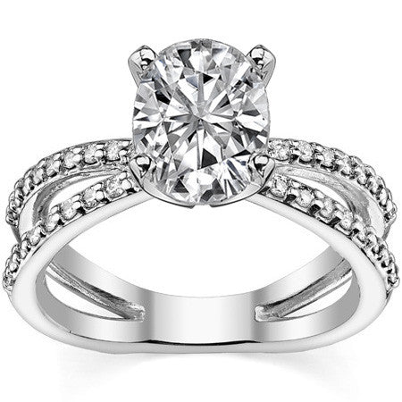 Round Brilliant Moissanite Split Shank Engagement Ring Setting, 0.36ct
