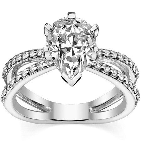 Round Brilliant Moissanite Split Shank Engagement Ring Setting, 0.36ct