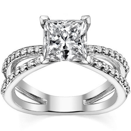 Round Brilliant Moissanite Split Shank Engagement Ring Setting, 0.36ct