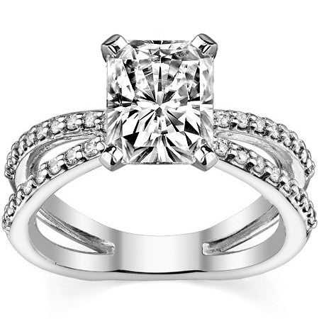 Round Brilliant Moissanite Split Shank Engagement Ring Setting, 0.36ct