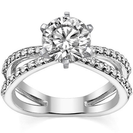 Round Brilliant Moissanite Split Shank Engagement Ring Setting, 0.36ct