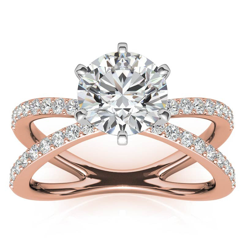 Round Brilliant Moissanite Split Shank Engagement Ring Setting, 0.36ct