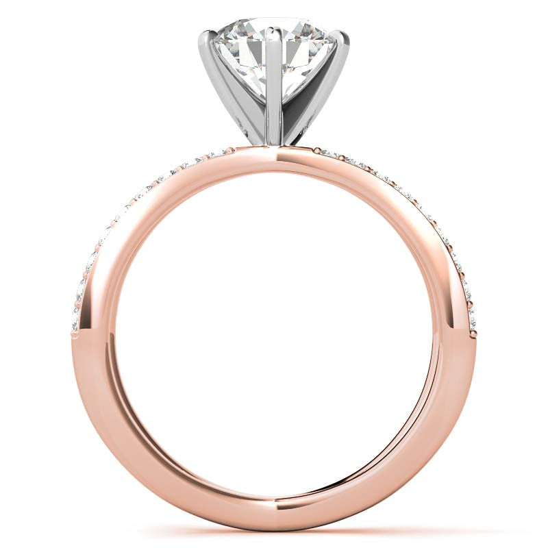 Round Brilliant Moissanite Split Shank Engagement Ring Setting, 0.36ct