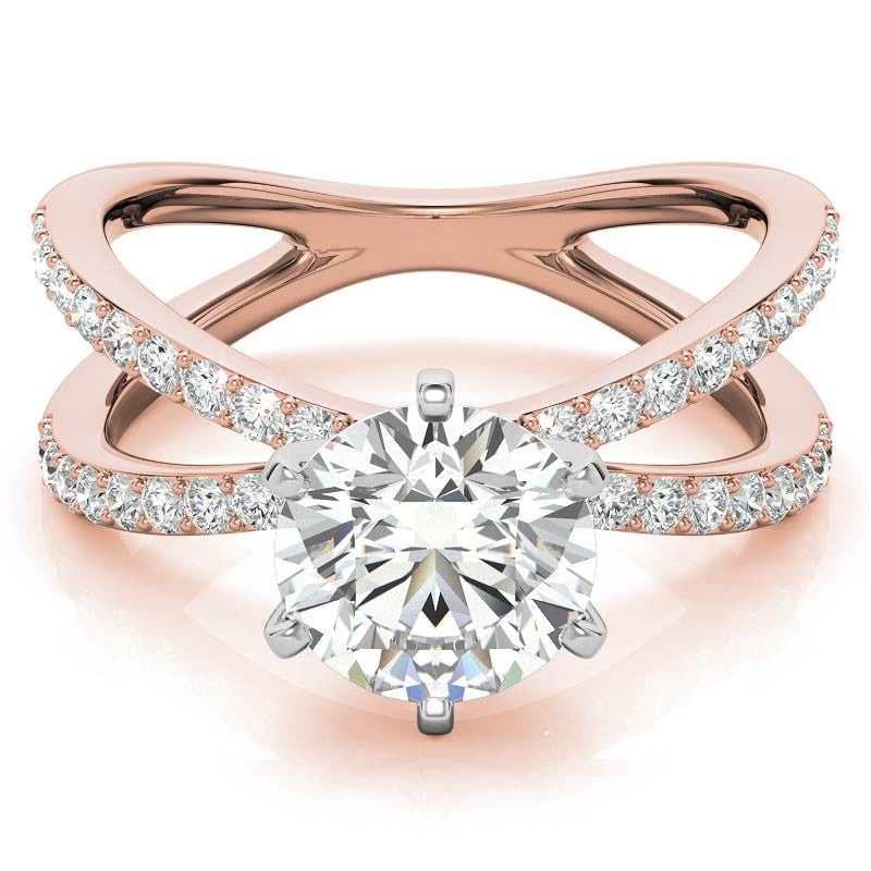Round Brilliant Moissanite Split Shank Engagement Ring Setting, 0.36ct