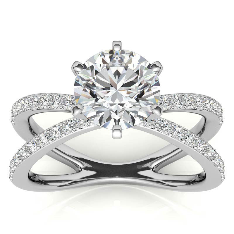 Round Brilliant Moissanite Split Shank Engagement Ring Setting, 0.36ct