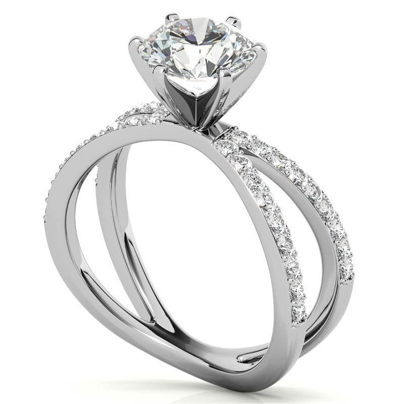 Round Brilliant Moissanite Split Shank Engagement Ring Setting, 0.36ct