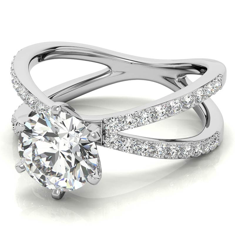 Round Brilliant Moissanite Split Shank Engagement Ring Setting, 0.36ct