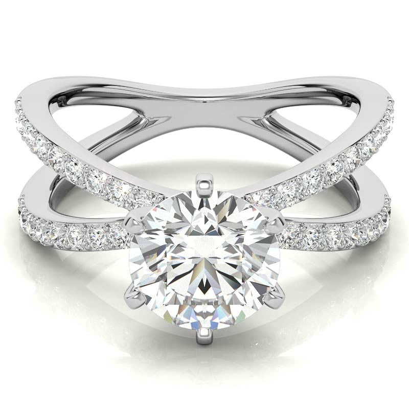 Round Brilliant Moissanite Split Shank Engagement Ring Setting, 0.36ct
