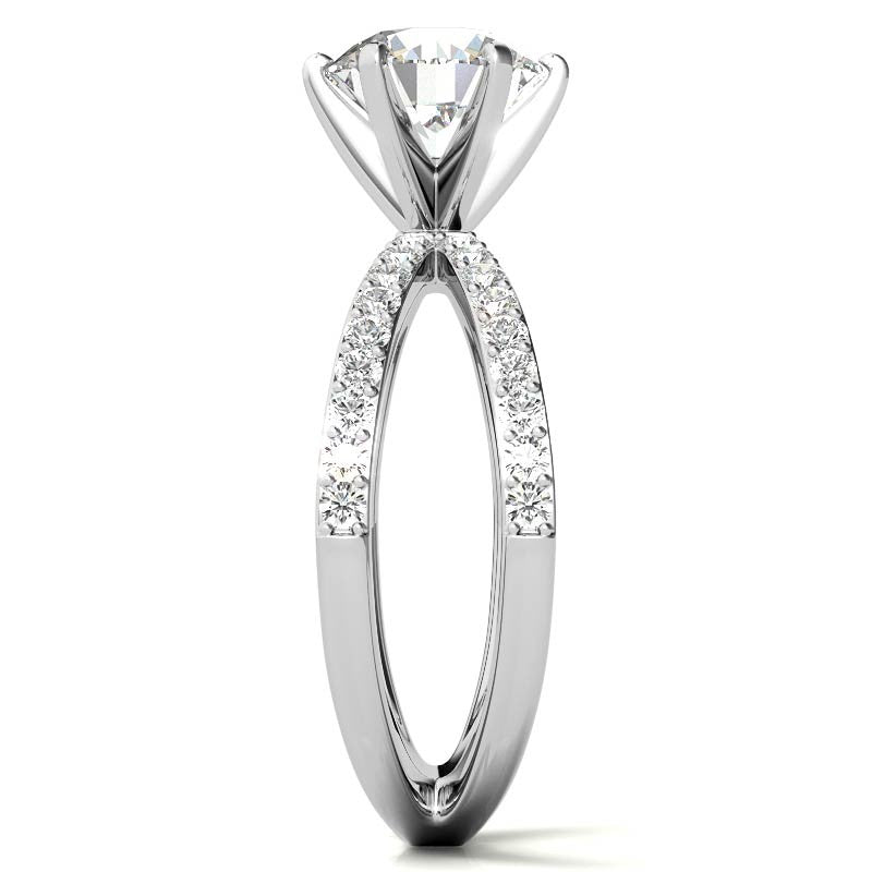 Round Brilliant Moissanite Split Shank Engagement Ring Setting, 0.36ct