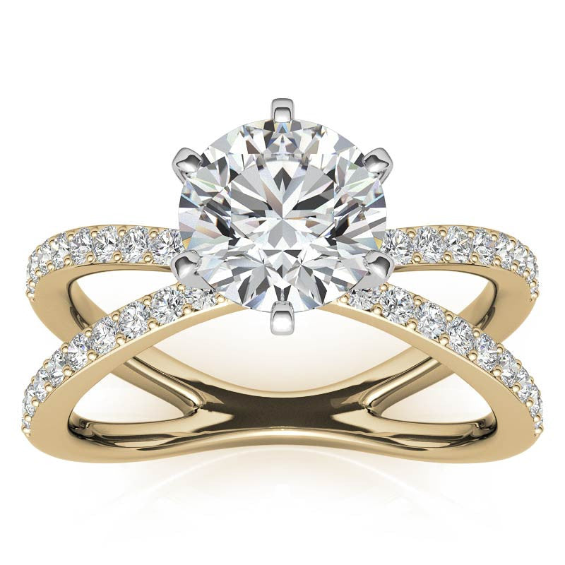 Round Brilliant Moissanite Split Shank Engagement Ring Setting, 0.36ct