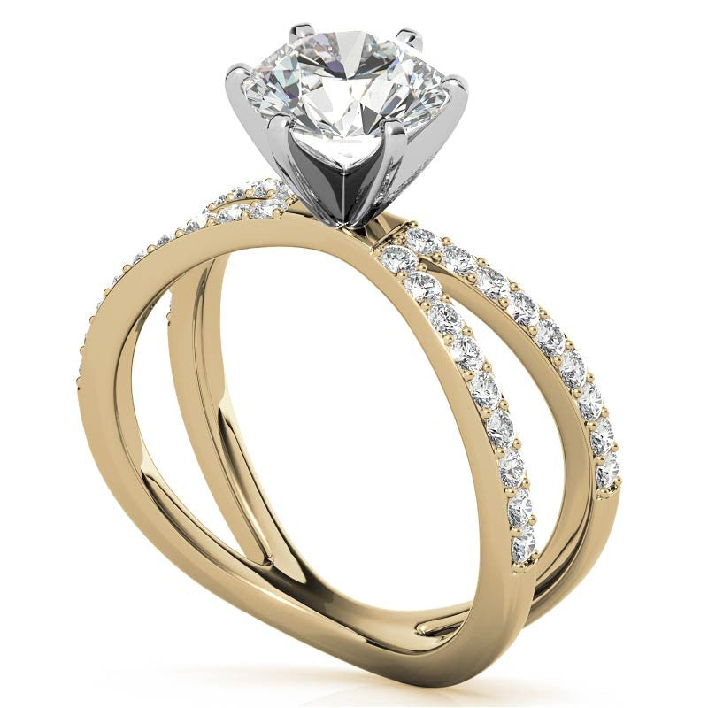 Round Brilliant Moissanite Split Shank Engagement Ring Setting, 0.36ct