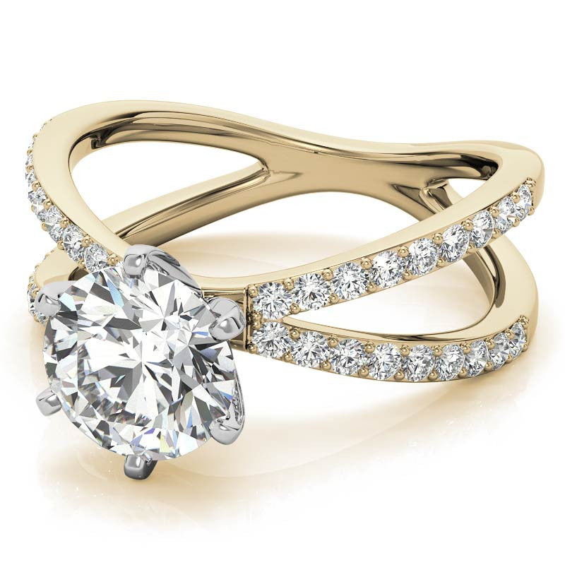 Round Brilliant Moissanite Split Shank Engagement Ring Setting, 0.36ct