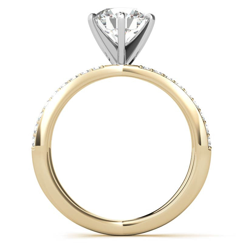 Round Brilliant Moissanite Split Shank Engagement Ring Setting, 0.36ct