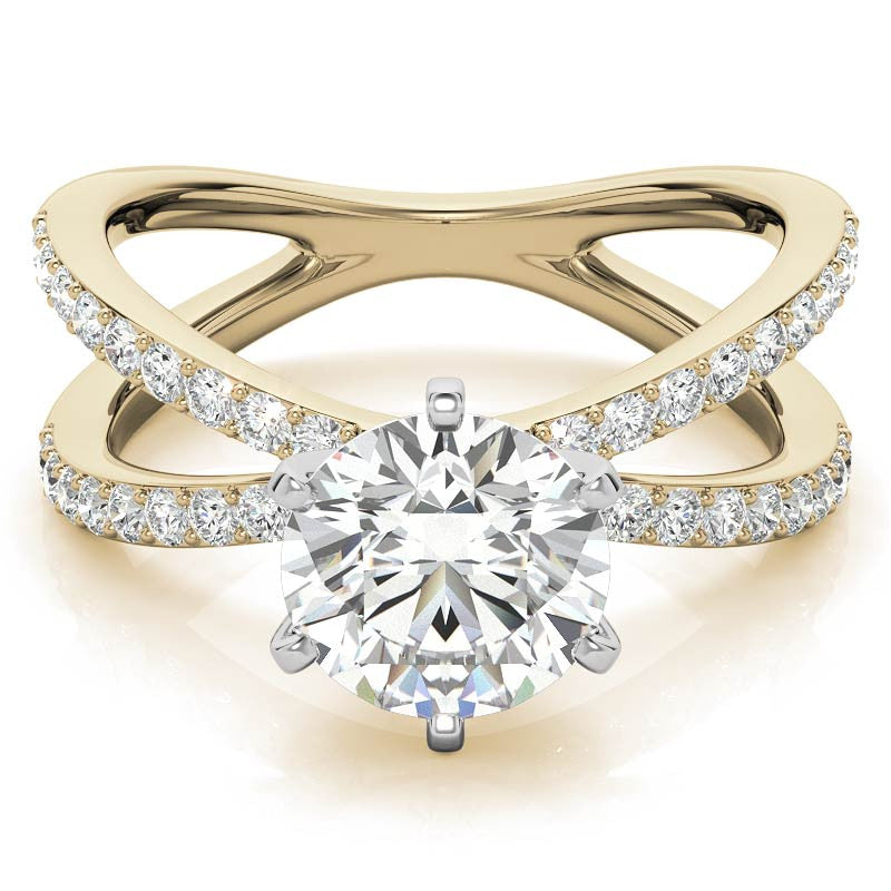 Round Brilliant Moissanite Split Shank Engagement Ring Setting, 0.36ct