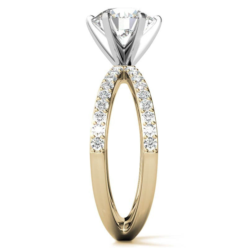 Round Brilliant Moissanite Split Shank Engagement Ring Setting, 0.36ct