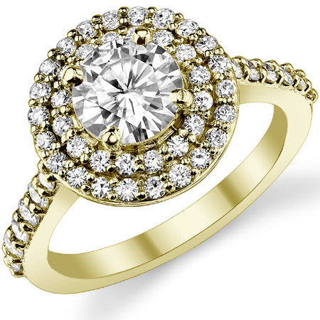 Round Double Halo Moissanite Engagement Ring