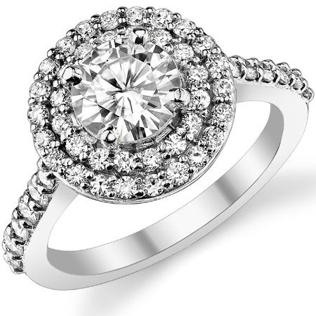 Round Double Halo Moissanite Engagement Ring