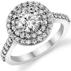 Round Double Halo Moissanite Engagement Ring