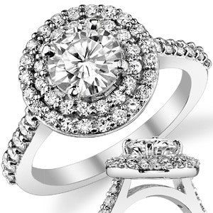 Round Double Halo Moissanite Engagement Ring
