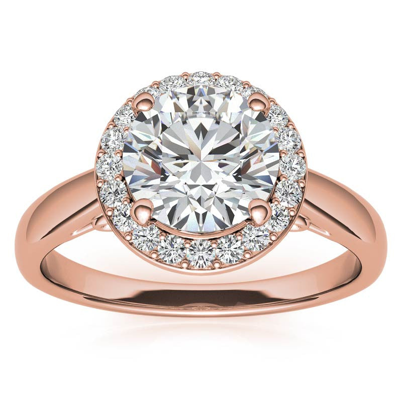 Round Scroll Halo Moissanite Engagement Ring