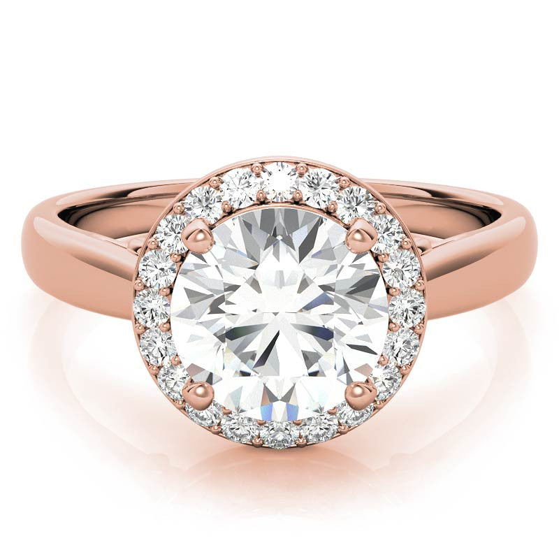 Round Scroll Halo Moissanite Engagement Ring