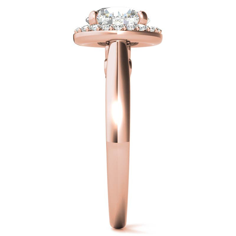 Round Scroll Halo Moissanite Engagement Ring