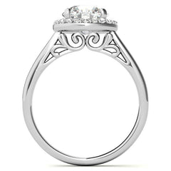 Round Scroll Halo Moissanite Engagement Ring