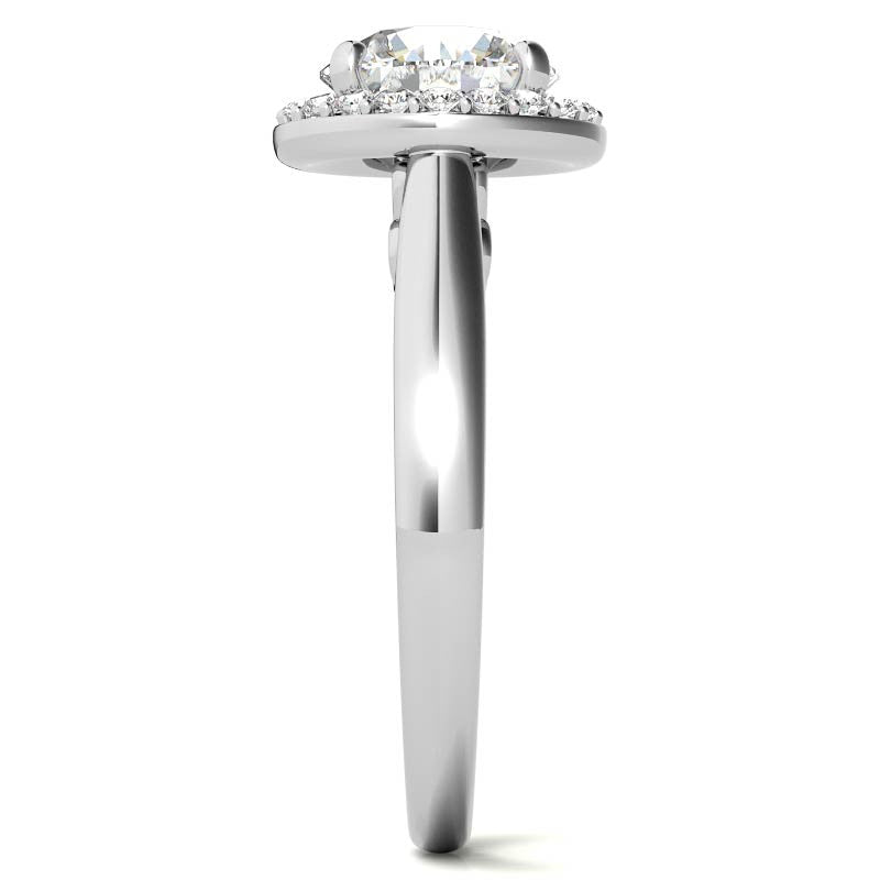 Round Scroll Halo Moissanite Engagement Ring