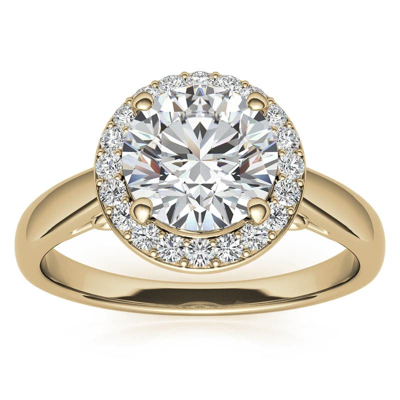 Round Scroll Halo Moissanite Engagement Ring
