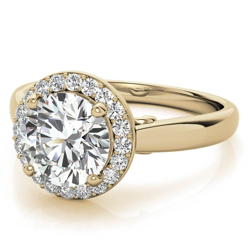 Round Scroll Halo Moissanite Engagement Ring
