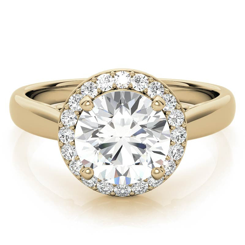 Round Scroll Halo Moissanite Engagement Ring