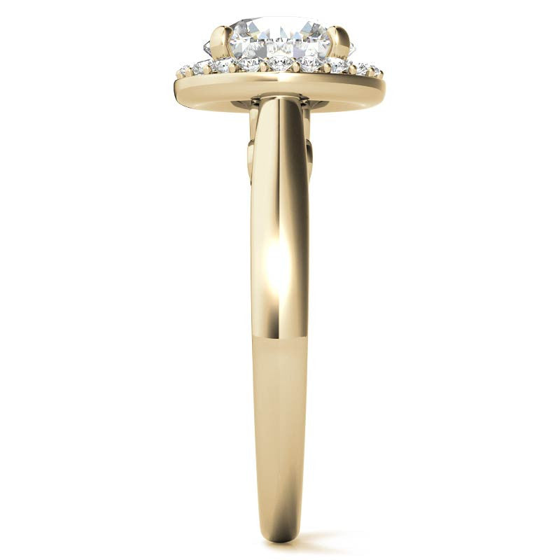 Round Scroll Halo Moissanite Engagement Ring