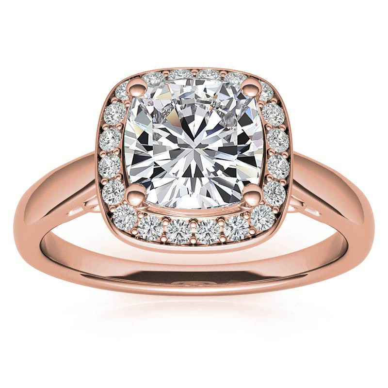 Cushion Scroll Halo Moissanite Engagement Ring