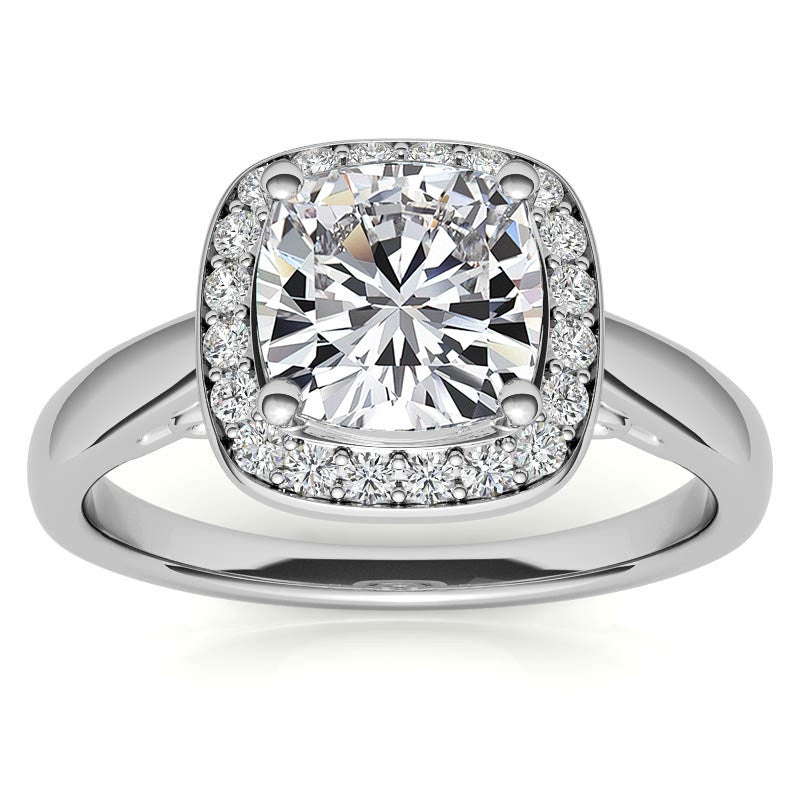 Cushion Scroll Halo Moissanite Engagement Ring