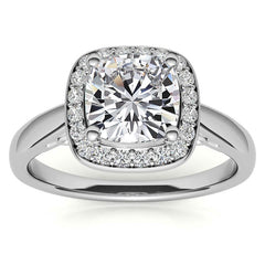 Cushion Scroll Halo Moissanite Engagement Ring
