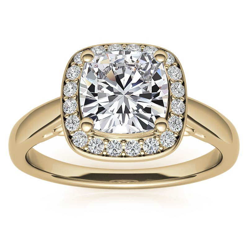 Cushion Scroll Halo Moissanite Engagement Ring