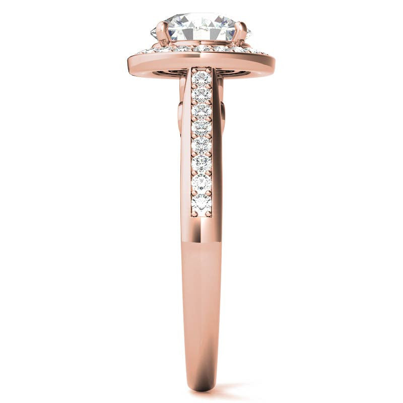 Round Scroll Halo Moissanite Engagement Ring