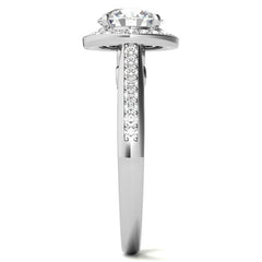 Round Scroll Halo Moissanite Engagement Ring
