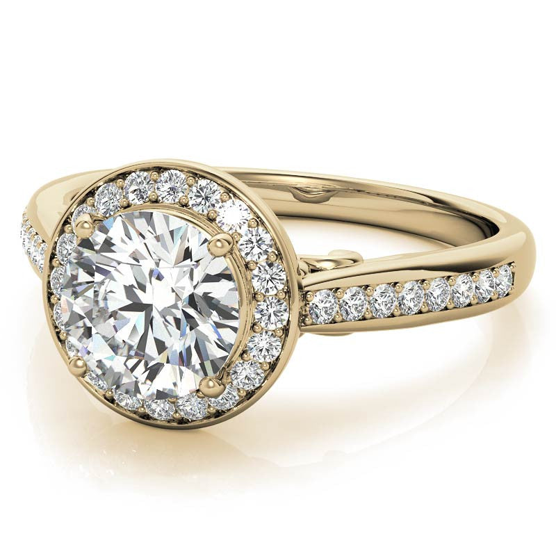 Round Scroll Halo Moissanite Engagement Ring